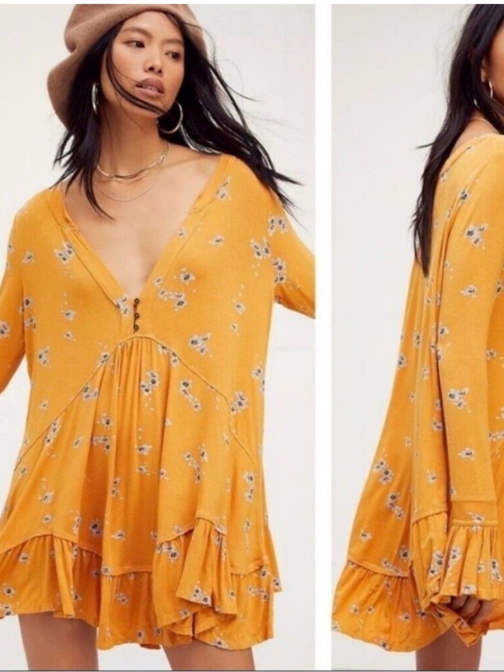 Free people Olivia floral long sleeve tunic